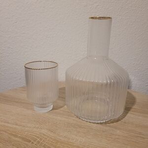 Glass and Gold Pitcher with Glass